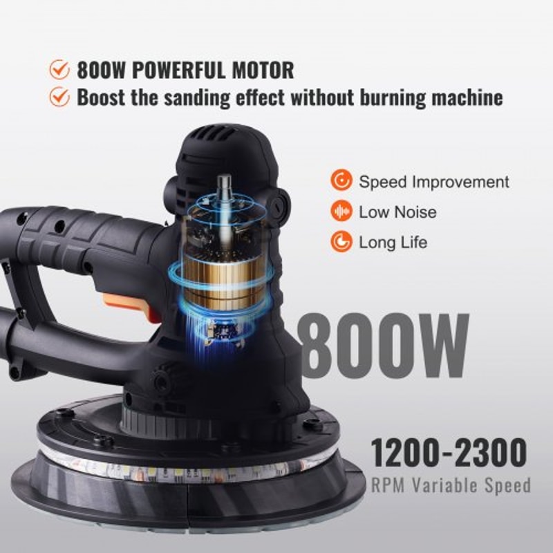 Electric Drywall Sander With Vacuum Dust Collection Variable Speed Wall Sander With LED Lights 2
