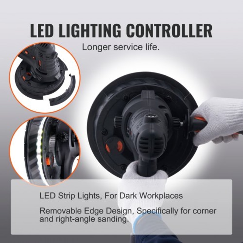 Electric Drywall Sander With Vacuum Dust Collection Variable Speed Wall Sander With LED Lights 4