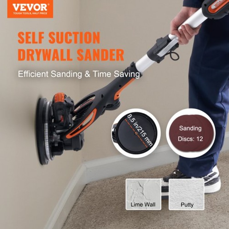 Electric Drywall Sander with Vacuum System, Variable Speed Wall & Ceiling Sander with LED Light