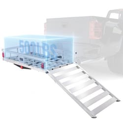 aluminum hitch cargo carrier with folding ramp for suv truck receiver