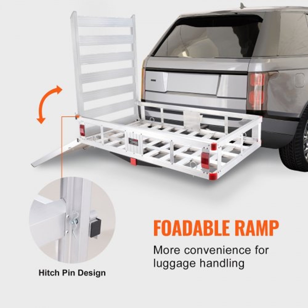 Aluminum Hitch Cargo Carrier With Folding Ramp For SUV Truck Receiver 2