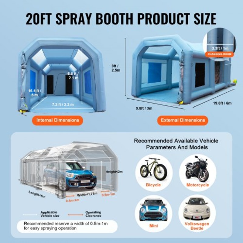 Inflatable Paint Booth With Dual Blowers And Air Filtration For Car And Motorcycle Spray Projects 6