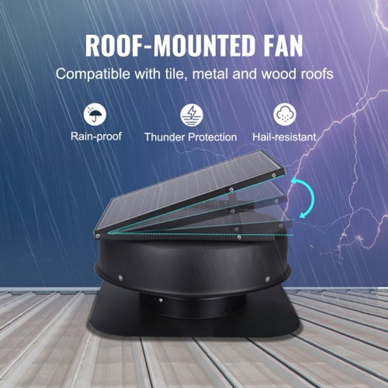 Solar Attic Fan CFM High Airflow Solar Roof Vent With Smart Control Cooling 5