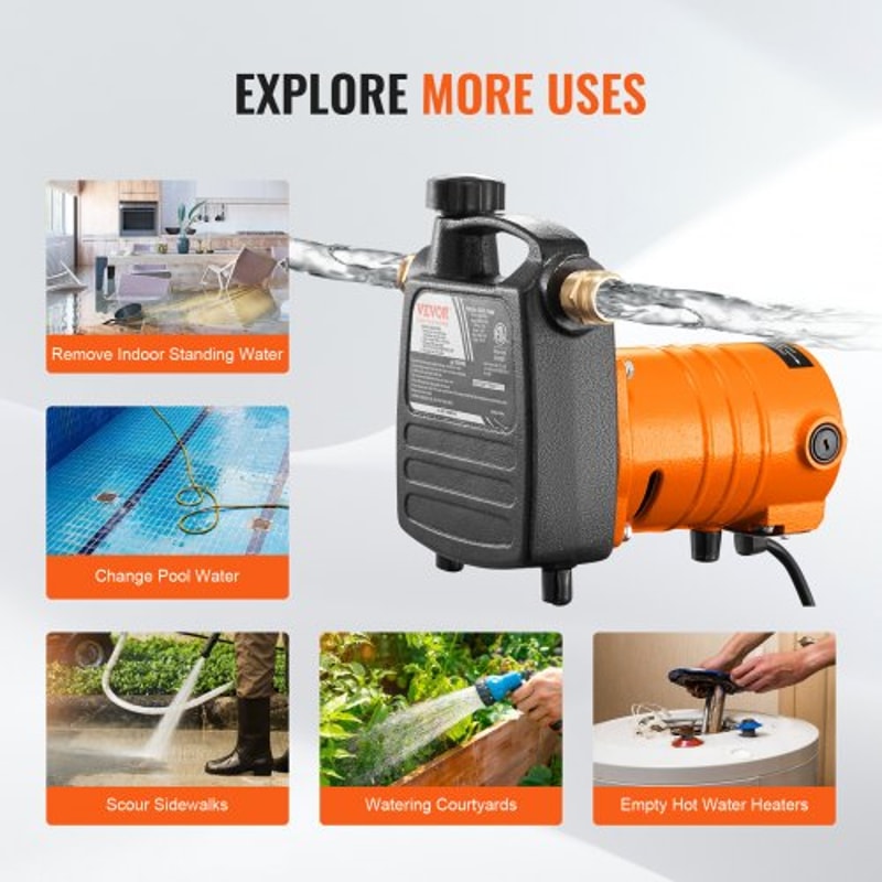 Portable Cast Iron Utility Water Pump GPH Electric Transfer Pump With Brass Connectors 4