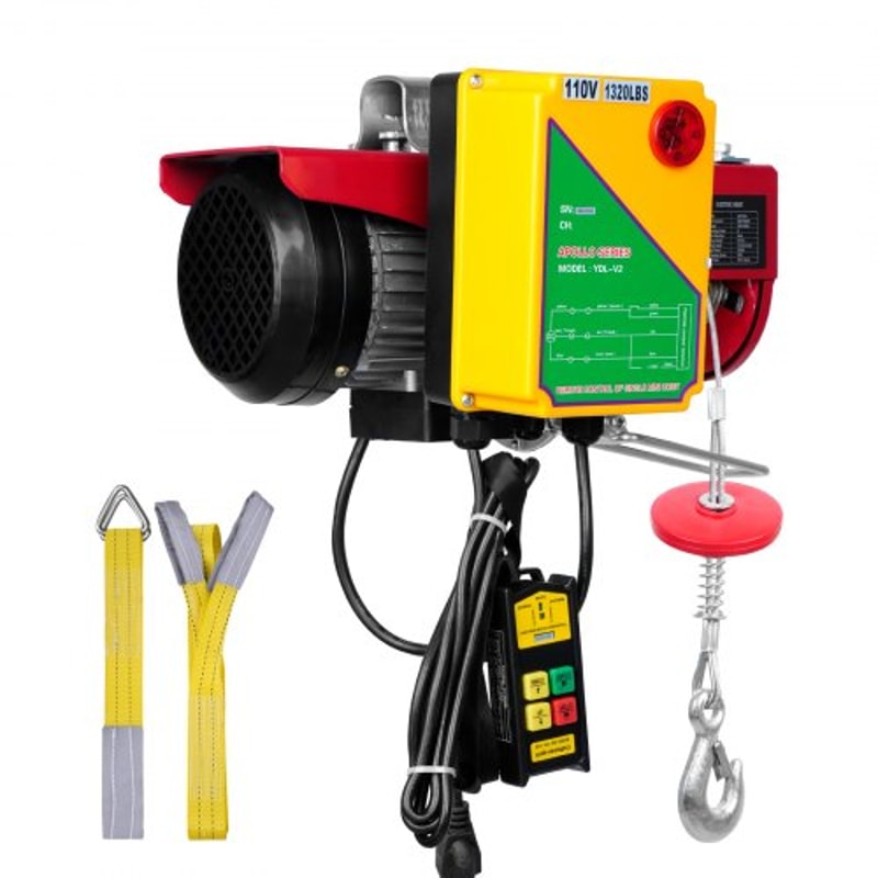 Electric Hoist With Wireless Remote Steel Cable Winch For Garage Workshop 7