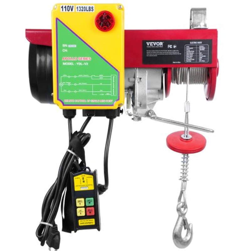 Electric Hoist With Wireless Remote Steel Cable Winch For Garage Workshop 8