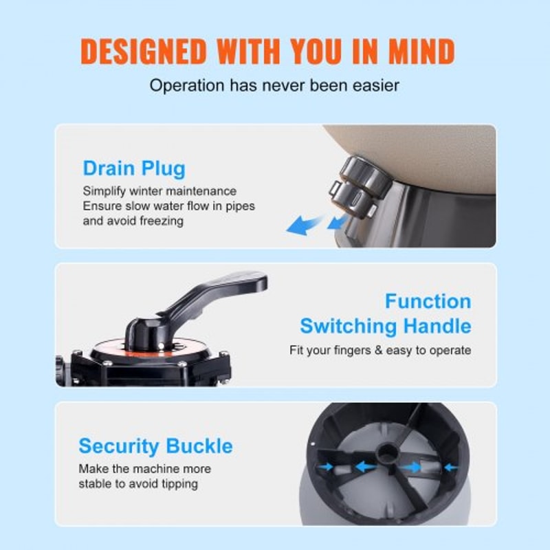 Pool Sand Filter System GPM High Flow Above Ground Inground Filtration With Way Valve 4