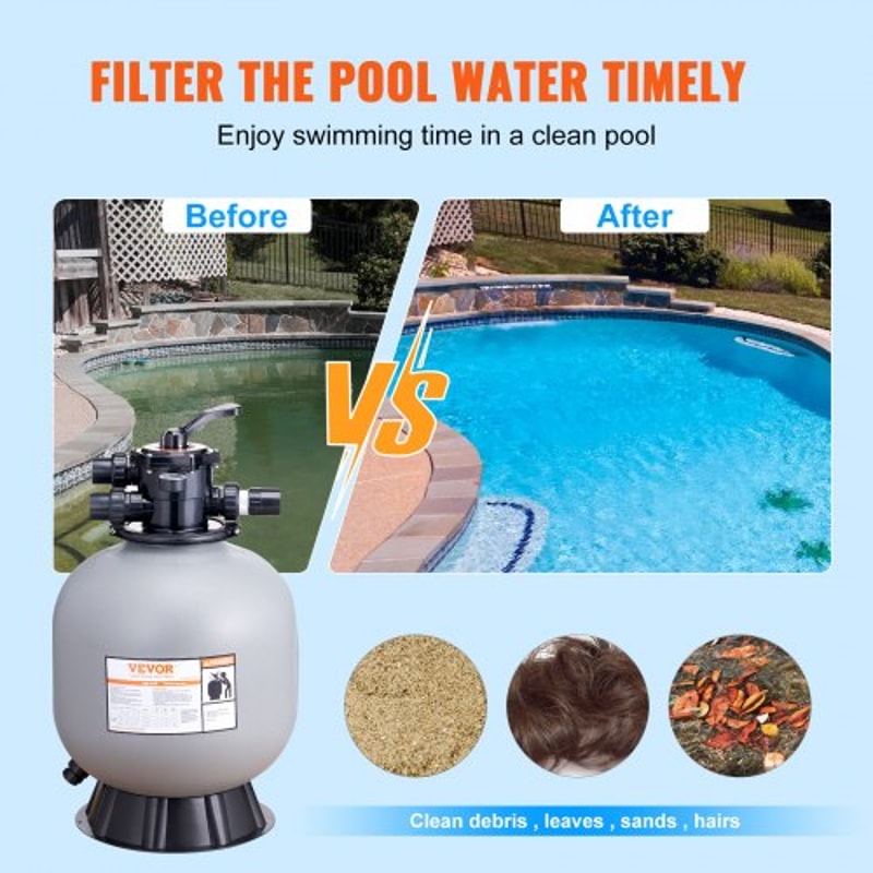Pool Sand Filter System GPM High Flow Above Ground Inground Filtration With Way Valve 5