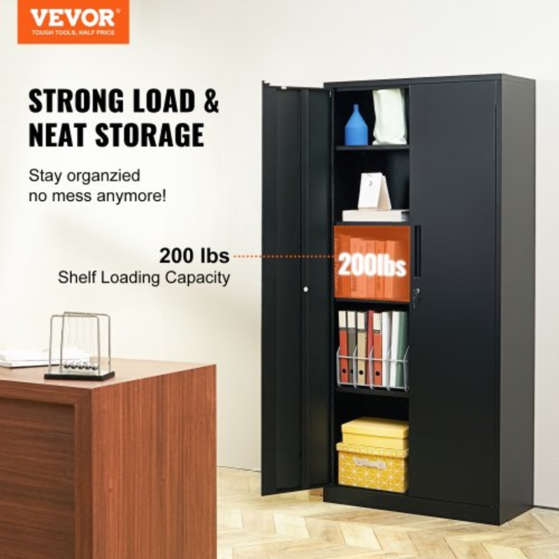 Heavy-Duty Metal Storage Cabinet with Locking Doors & Adjustable Shelves High lb Capacity