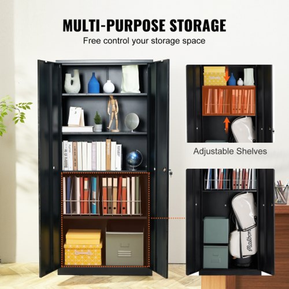 Heavy-Duty Metal Storage Cabinet with Locking Doors & Adjustable Shelves High lb Capacity