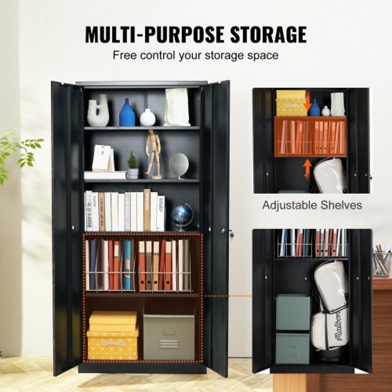 Heavy-Duty Metal Storage Cabinet with Locking Doors & Adjustable Shelves High lb Capacity