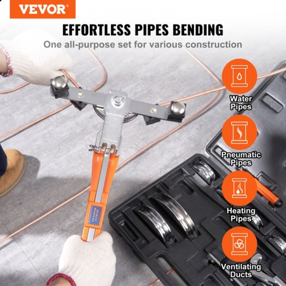 Ratcheting Pipe Tube Bender Kit with Dies and Cutter for HVAC Plumbing