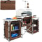Portable Camping Kitchen Table With Storage Windscreen Aluminum Folding Cook Station 0