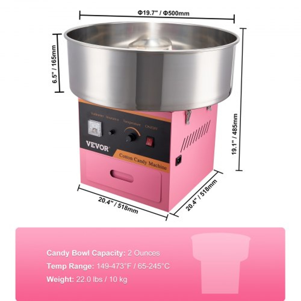 Commercial Electric Cotton Candy Machine With Temp Control Stainless Steel Bowl 6