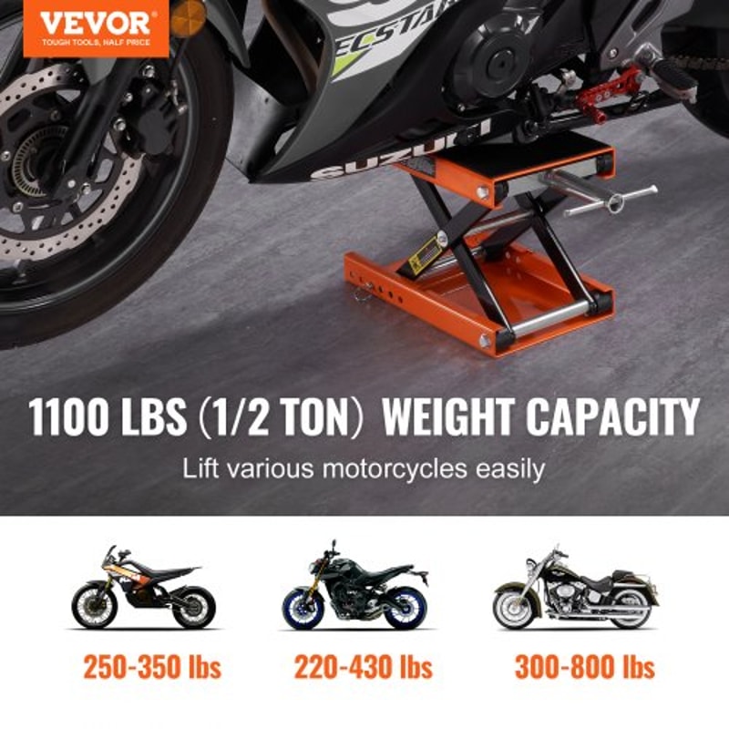 Heavy Duty Motorcycle Scissor Lift Jack With Wide Deck Safety Pin 1