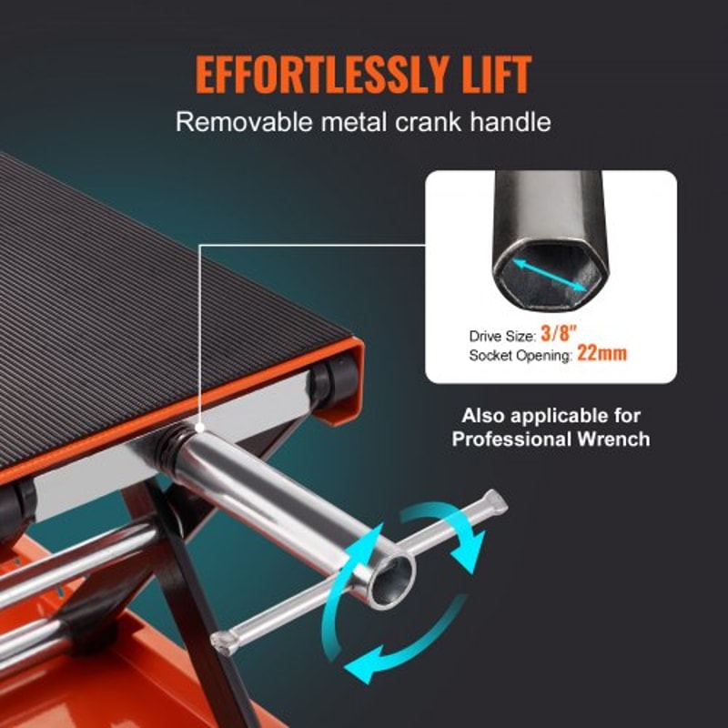 Heavy Duty Motorcycle Scissor Lift Jack With Wide Deck Safety Pin 4