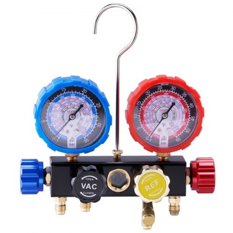 4 Way AC Manifold Gauge Set for Refrigerants with Hoses