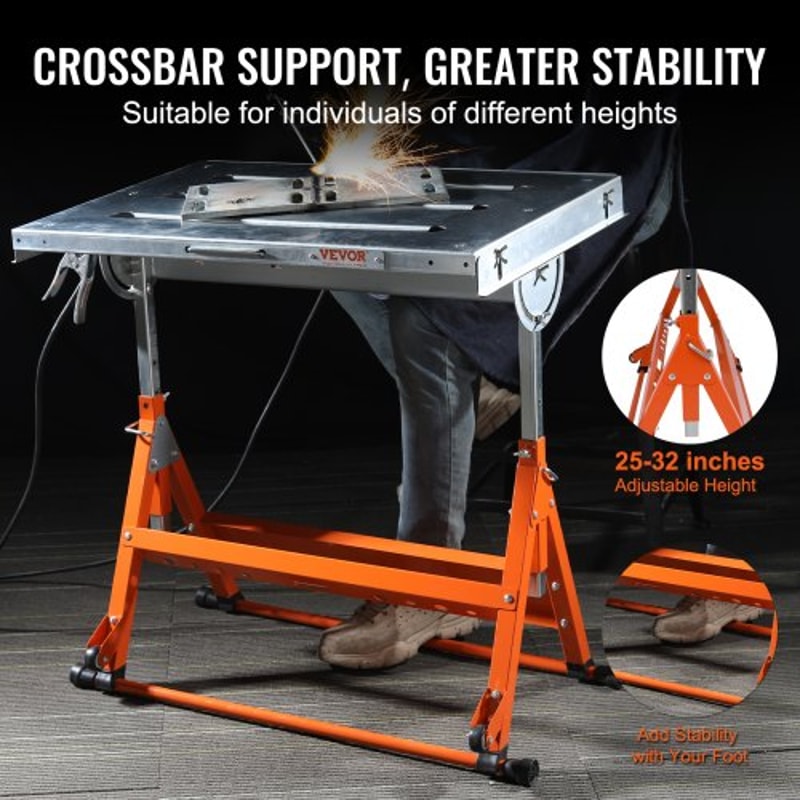Adjustable Welding Table With Wheels 400lb Capacity Steel Welding Workbench 3