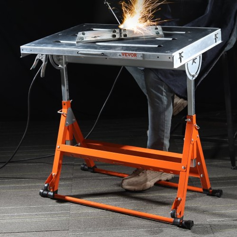 Adjustable Welding Table With Wheels 400lb Capacity Steel Welding Workbench 6