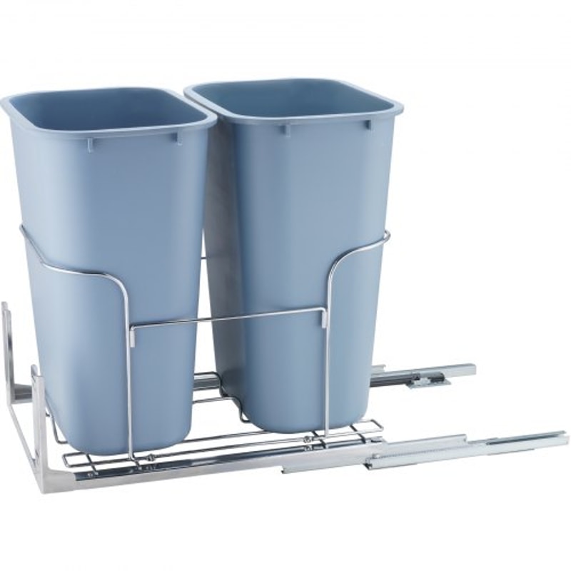 37QT Double Pull Out Trash Can with Soft Close Slides and Dual Recycling Bins for Kitchen Cabinets