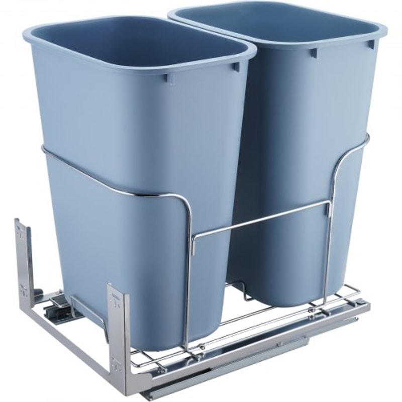37QT Double Pull Out Trash Can with Soft Close Slides and Dual Recycling Bins for Kitchen Cabinets