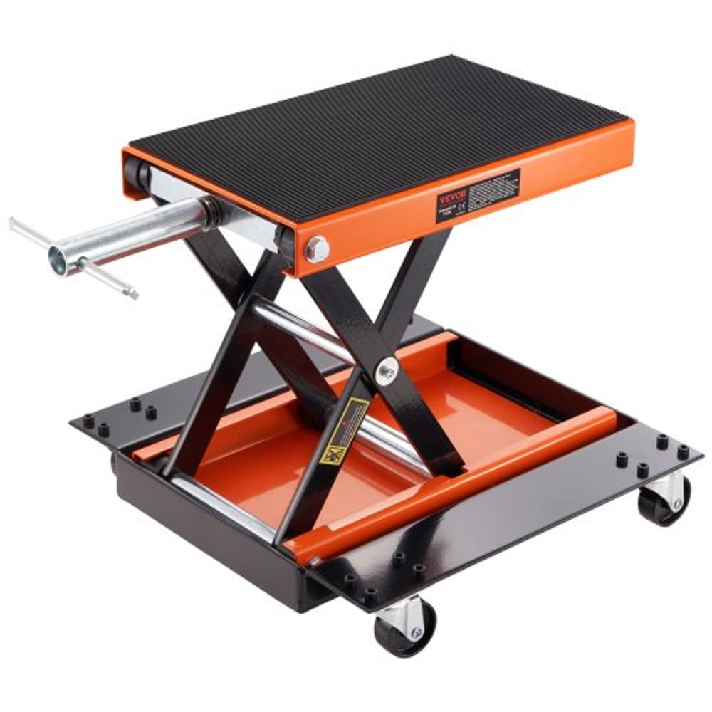 1100LB Motorcycle Lift ATV Scissor Jack With Dolly Wide Deck Hand Crank Stand 0