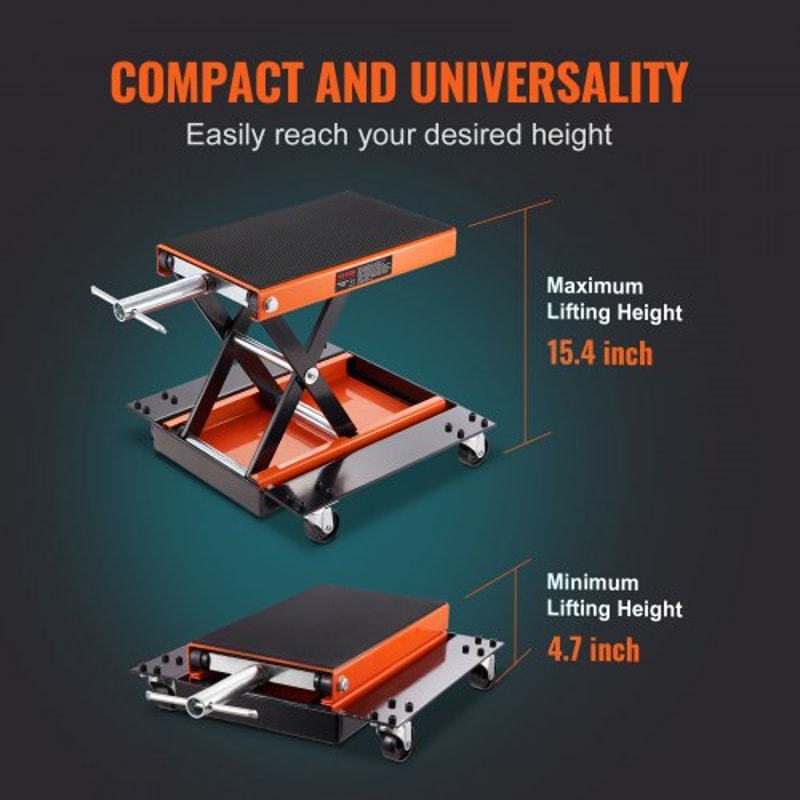 1100LB Motorcycle Lift ATV Scissor Jack With Dolly Wide Deck Hand Crank Stand 5