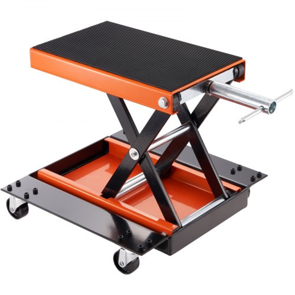 1100LB Motorcycle Lift ATV Scissor Jack With Dolly Wide Deck Hand Crank Stand 9