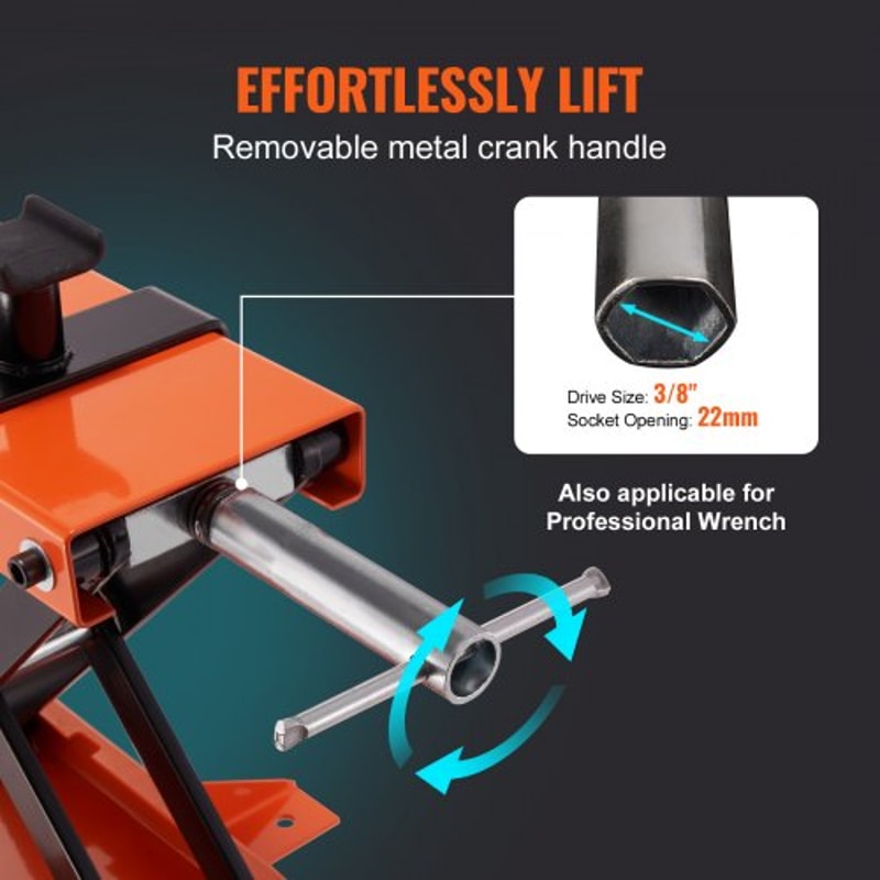 1100LB Motorcycle Lift Scissor Jack Stand With Safety Pin NonSlip Saddle For ATV And Dirt Bikes 4