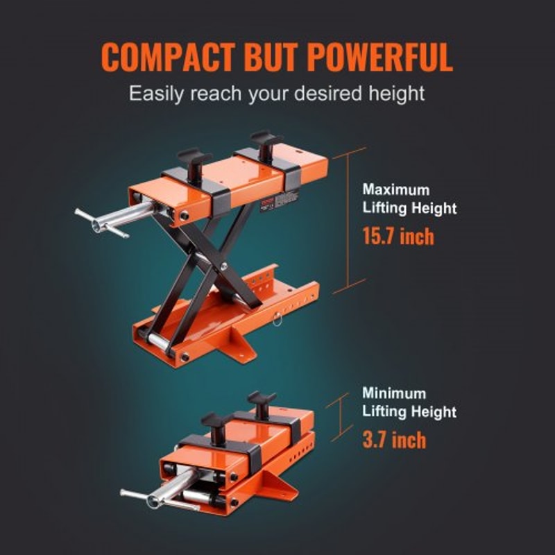 1100LB Motorcycle Lift Scissor Jack Stand With Safety Pin NonSlip Saddle For ATV And Dirt Bikes 5