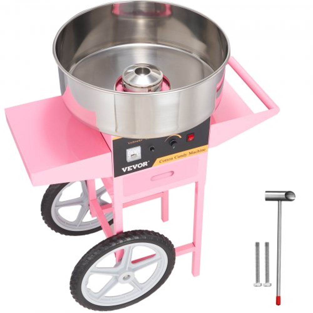Commercial Cotton Candy Machine With Cart 1000W Candy Floss Maker For Parties Events 0