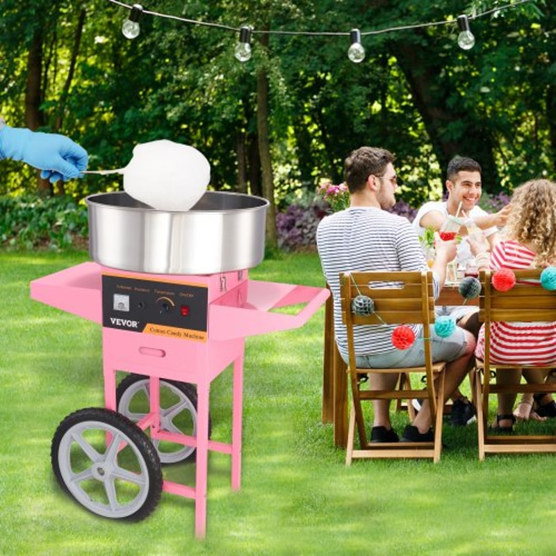Commercial Cotton Candy Machine With Cart 1000W Candy Floss Maker For Parties Events 5