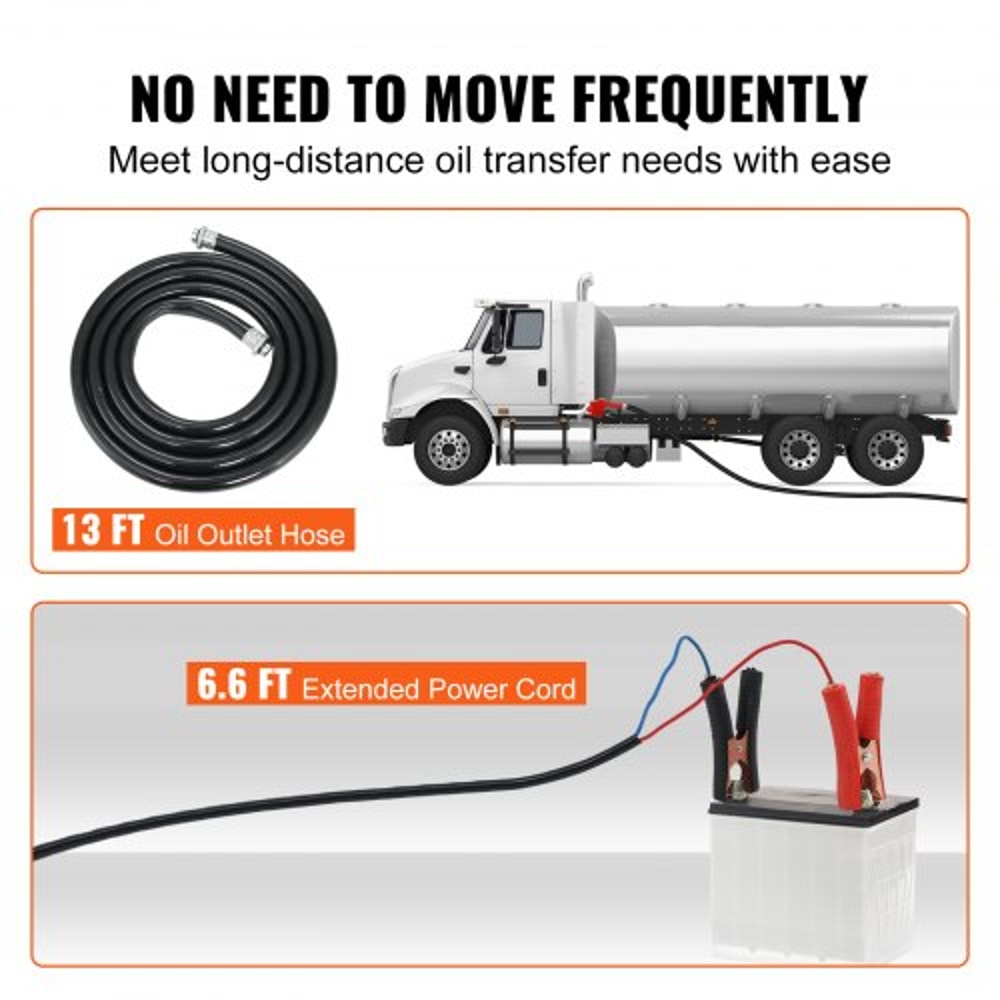 12V Diesel Fuel Transfer Pump Kit 10 GPM With Auto ShutOff Nozzle Portable Electric Fuel Transfer 4
