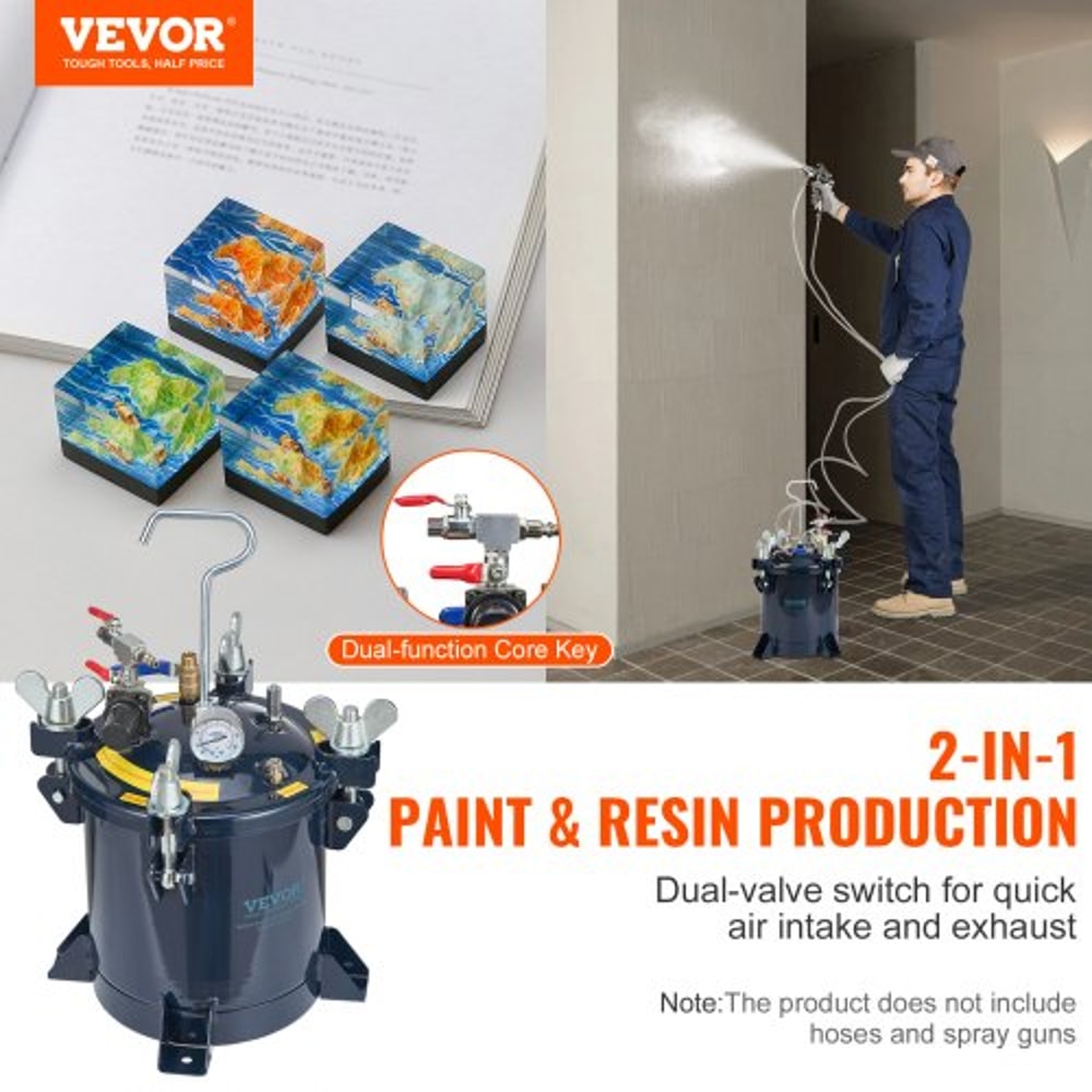 10L Pressure Paint Pot Tank 70 PSI For Resin Casting Spray Painting Automotive Finishing 1