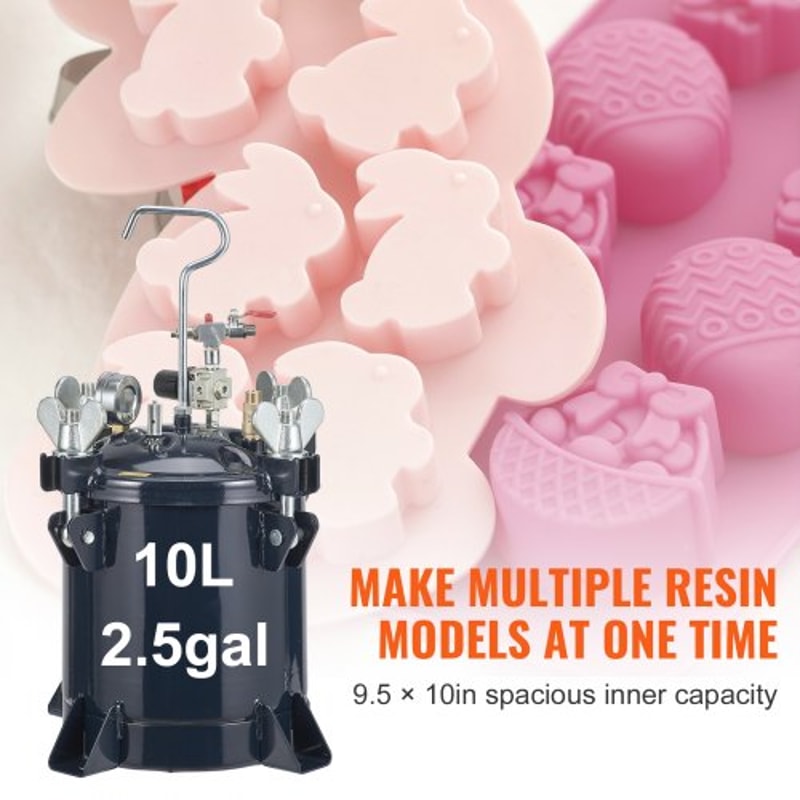 10L Pressure Paint Pot Tank 70 PSI For Resin Casting Spray Painting Automotive Finishing 2