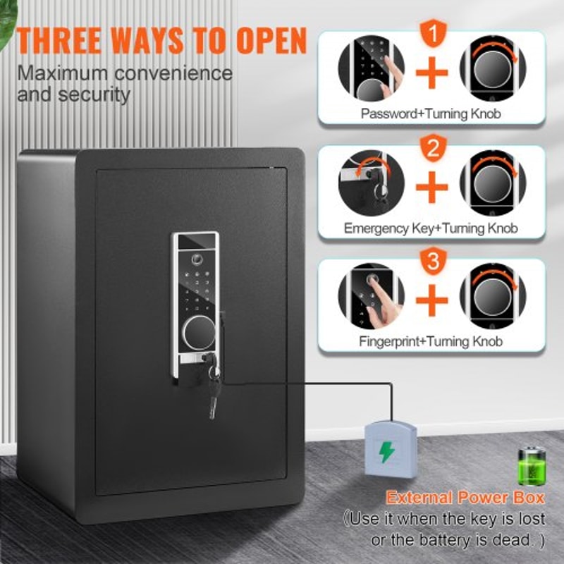 2.2 Cu Ft Biometric Safe with Digital Keypad & Fireproof Document Bag for Home Security