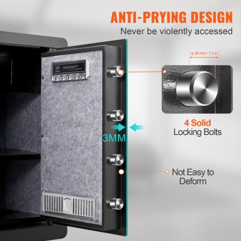 2.2 Cu Ft Biometric Safe with Digital Keypad & Fireproof Document Bag for Home Security