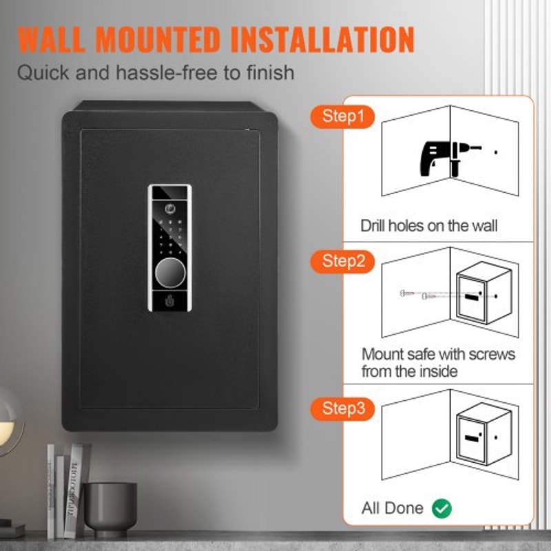 2.2 Cu Ft Biometric Safe with Digital Keypad & Fireproof Document Bag for Home Security