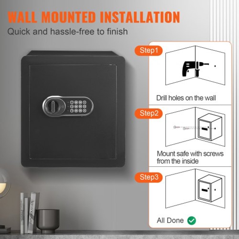 18 Cu Ft Home Safe With Digital Keypad Steel Security Lock Box Fireproof Document Bag 5