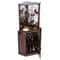 Industrial Corner Bar Cabinet With Wine Rack Glass Holder Farmhouse Storage Shelf 9