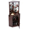 Industrial Corner Bar Cabinet With Wine Rack Glass Holder Farmhouse Storage Shelf 9