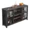 Rustic Industrial Bar Cabinet With Power Outlets Wine Rack Coffee Station Storage 0