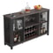 Rustic Industrial Bar Cabinet With Power Outlets Wine Rack Coffee Station Storage 0