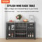 Rustic Industrial Bar Cabinet With Power Outlets Wine Rack Coffee Station Storage 1