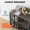 Rustic Industrial Bar Cabinet With Power Outlets Wine Rack Coffee Station Storage 4