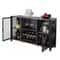 Rustic Industrial Bar Cabinet With Power Outlets Wine Rack Coffee Station Storage 8