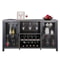 Rustic Industrial Bar Cabinet With Power Outlets Wine Rack Coffee Station Storage 9