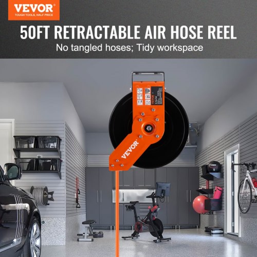 Retractable Air Hose Reel 38 X 50FT 300 PSI Heavy Duty Air Compressor Hose Reel With Auto Rewind 1