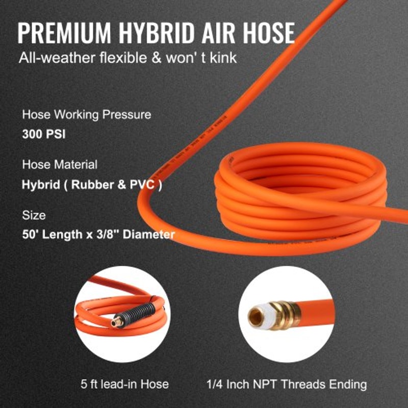 Retractable Air Hose Reel 38 X 50FT 300 PSI Heavy Duty Air Compressor Hose Reel With Auto Rewind 2