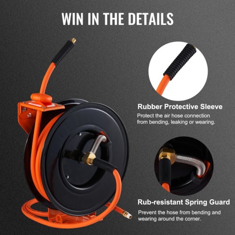 Retractable Air Hose Reel 38 X 50FT 300 PSI Heavy Duty Air Compressor Hose Reel With Auto Rewind 5